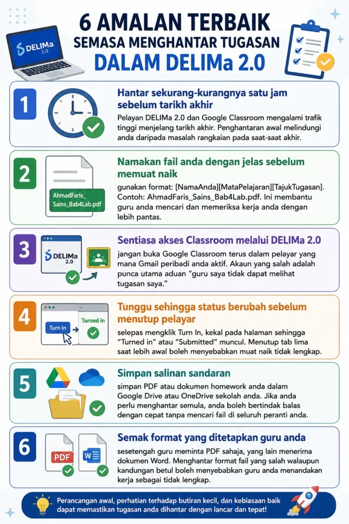 6 Amalan Terbaik Semasa Menghantar Tugasan dalam DELIMa 2.0