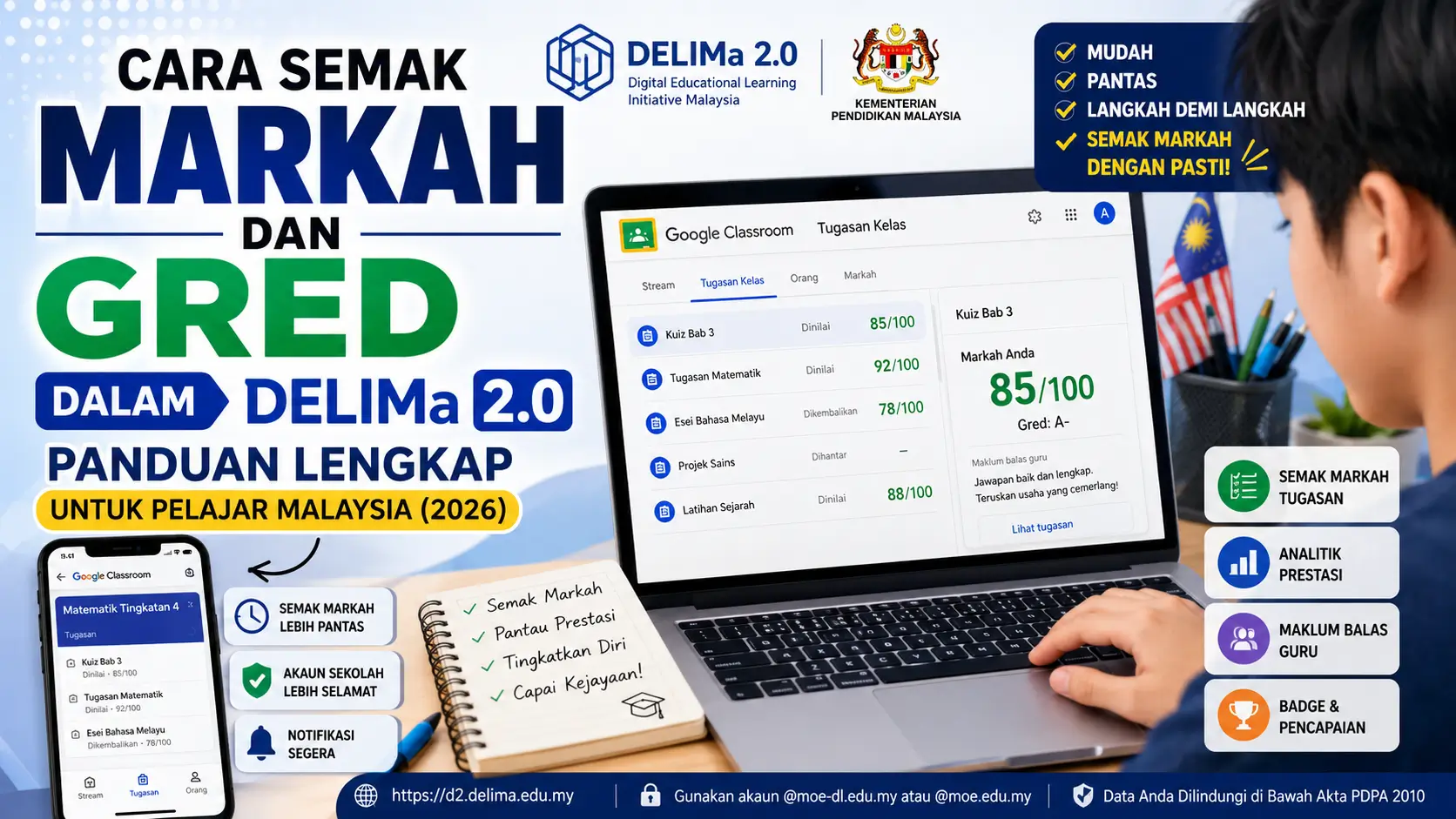 Cara Semak Markah dan Gred dalam DELIMa 2.0